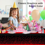 Likajon disposable black rectangle table cover with red runner design
