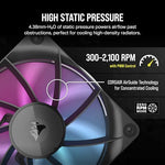 Corsair iCUE Link RX120 RGB daisy chain link bridge connectors joining two fans seamlessly without extra cables.