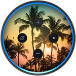 Close up of matte finish tropical sunset decal for smart speaker