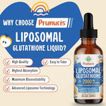 Close up of Prunucis liposomal antioxidant liquid bottle