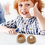 Wooden tooth storage box displayed on nursery shelf