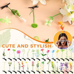 Luinabio mushroom and flower hair clips detail