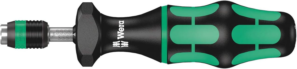 Wera Series 7400 adjustable torque screwdriver front view showcasing the Kraftform handle