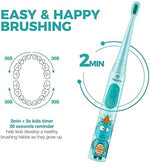 Close up view of the Vekkia kids toothbrush three-dimensional curved soft bristles designed for delicate young gums.