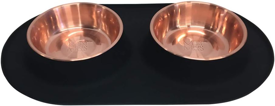 Messy Mutts Double Silicone Dog Feeder, Stainless Bowls, Medium, Grey | Non-Slip Silicone Double Dog Feeder With Two Removable Stainless Steel Bowls For Food And Water - Image 10