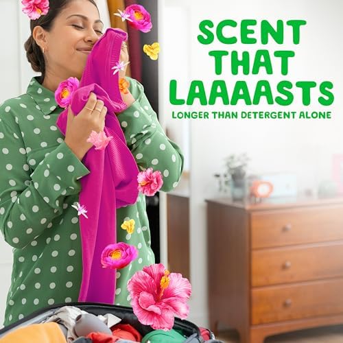 Back label of Gain Happy laundry beads showing ingredients and usage instructions for Indian consumers.