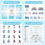 Close-up perspective of the premium eco-friendly wooden hockey figures highlighting smooth edges and vibrant, non-toxic colors.
