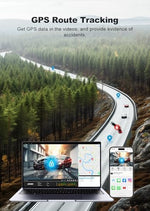 JOMISE 4K dash cam packaging detailing the built-in GPS and parking monitor features.