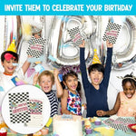 Doguiei groovy roller skating birthday invite card pack containing thirty pieces.