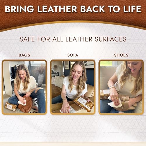 Non-greasy leather wipes being applied to a designer leather handbag for protection.