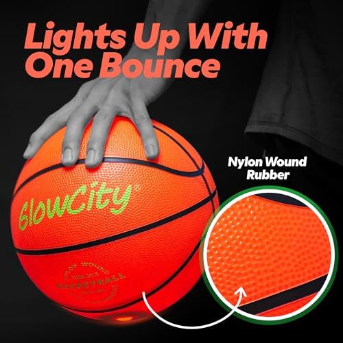 Side profile of GlowCity official size 7 basketball