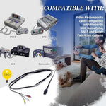 XYgdhqpt retro console audio video cord displaying yellow red and white television connectors close up