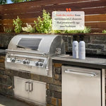 Side angle of Bayes outdoor grill cleaner twin pack highlighting the eco-responsible packaging.