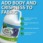 64 ounce bottle of Linit Starch showing its concentrated formula equivalent to seven cans