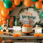 Distinctivs citrus themed baby onesie and bottle honeycomb centerpiece items for party tables