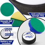 Battery operated hovering hockey puck gliding smoothly on a flat table surface