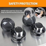 Close up of child proof kitchen safety guards with adhesive backing.