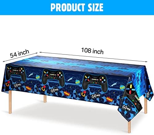 Close up of Tatuo plastic tablecloth with video game controller graphics
