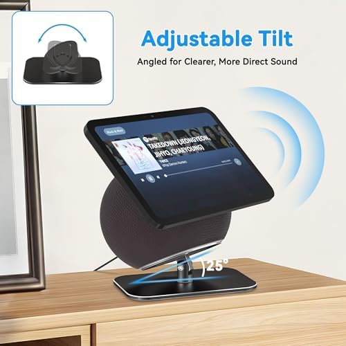 Almoz stand swiveling 360 degrees on wooden desk