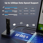 AMZPILOT portable hard drive enclosure dock on desktop with non slip silicone base