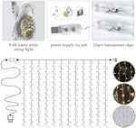 Detailed layout view of the two backdrop panels along with the accompanying festive LED string light set