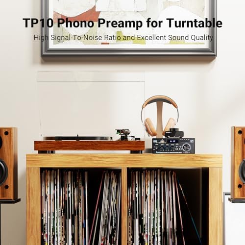 Authentic audio phonograph preamplifier showing full setup with twelve volt DC adapter