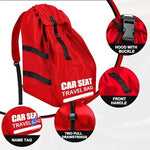 Imbsinvncy car seat bag showing zipper and protective fabric