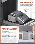 Vancropak grey backpack open clamshell view displaying three matching packing cubes