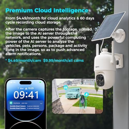 SOVMIKU twoK resolution camera highlighting the built in spotlights for color night vision functionality