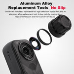 Black rubber sealing gaskets for dust and moisture protection inside the camera lens kit.