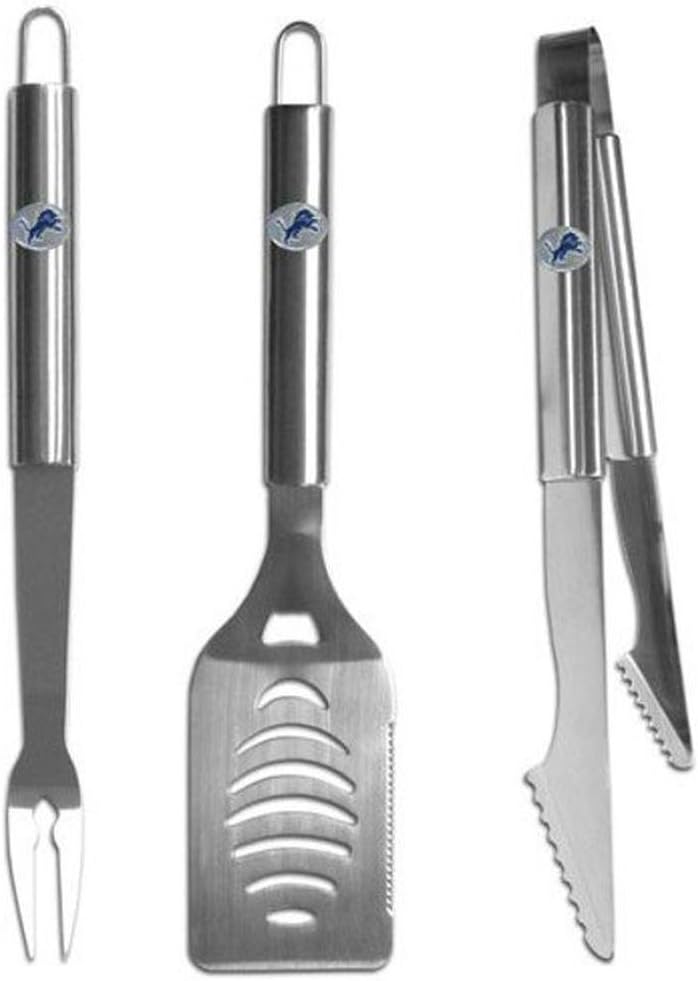 Siskiyou NFL Detroit Lions stainless steel BBQ set front view