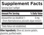 Designs For Health Astaxanthin 60 softgels showing product warnings and clean label certifications