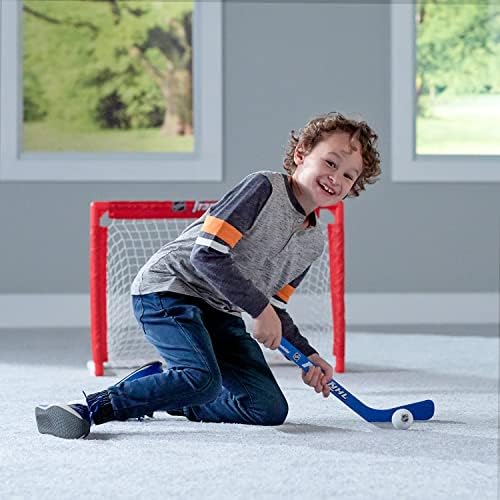Franklin Sports durable plastic mini hockey goal post assembly details
