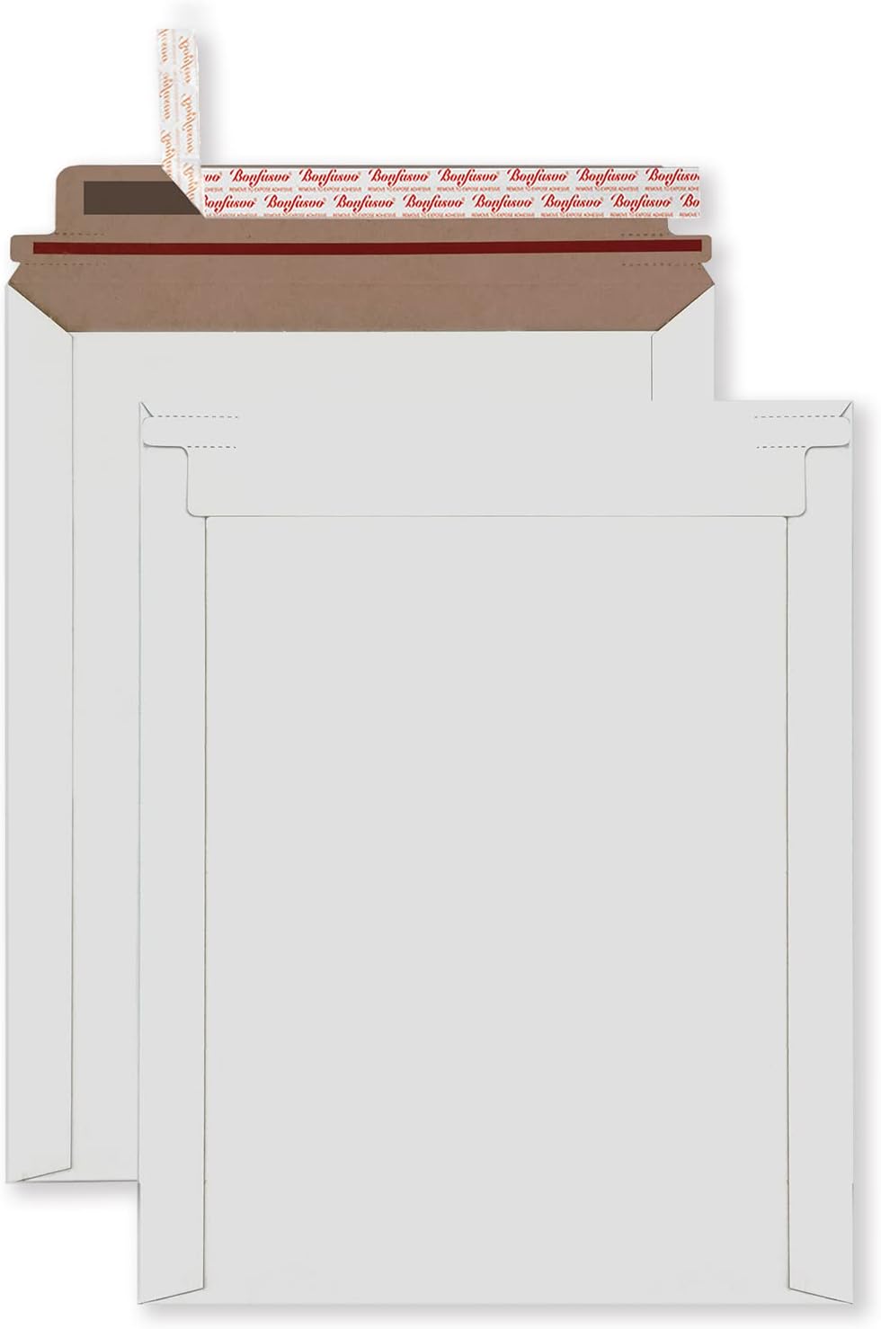 Bonfasvo rigid mailers front view in white packaging