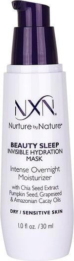 NXN Beauty Sleep Invisible Overnight Moisturizer front view bottle and packaging skincare