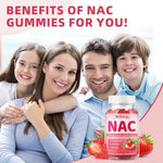 Close up of strawberry flavored NAC gummies