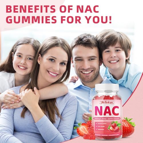 Close up of strawberry flavored NAC gummies