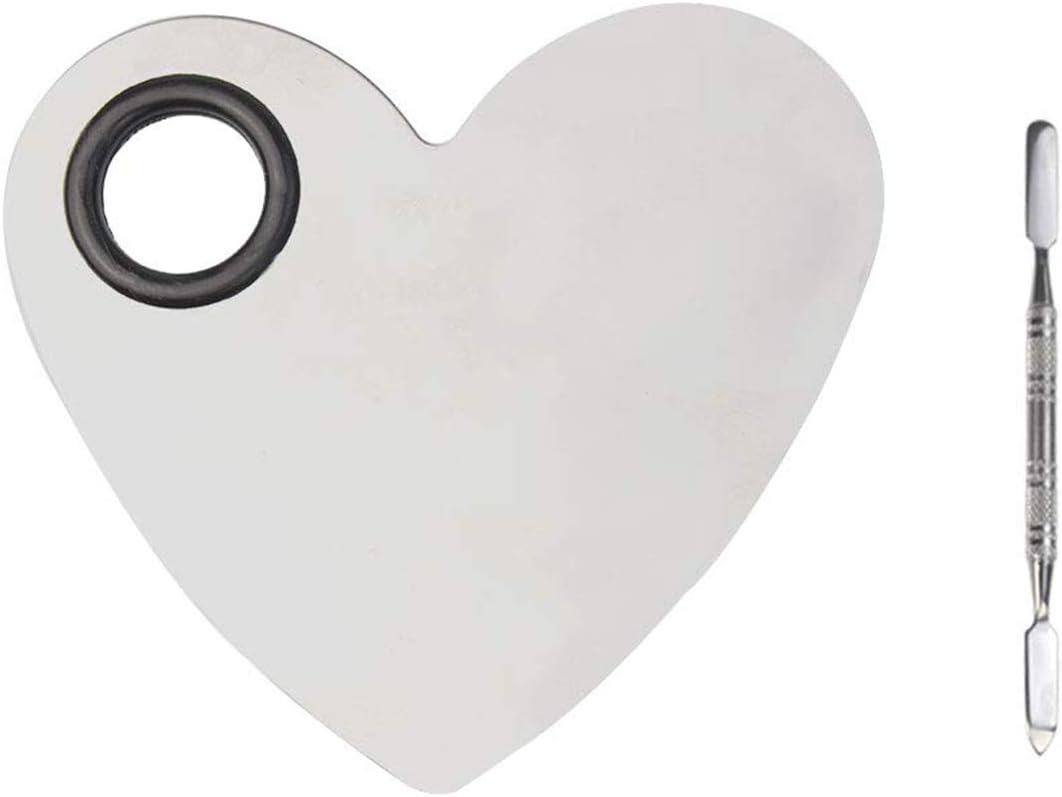 Obmwang stainless steel heart shaped makeup palette front view
