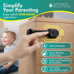 Safenest adhesive cabinet lock installed on refrigerator door