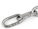 Aexit silver tone coil chain links close up