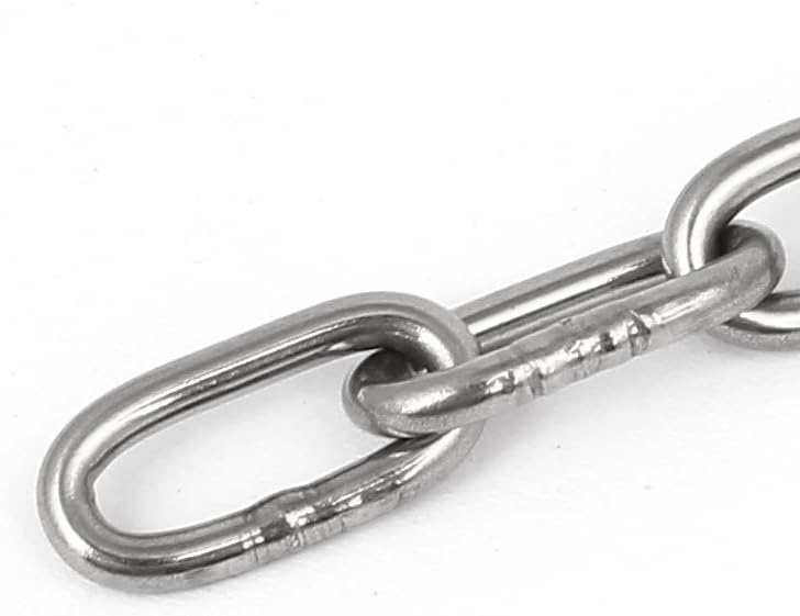 Aexit silver tone coil chain links close up