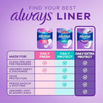 Always feminine hygiene liners sizing chart for extra long length