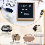SytuHete baby announcement set with detailed view of the 340 plastic letters and drawstring storage bag.