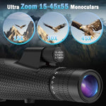 Sogries portable zoom telescope showing the rotating adjustable eyecup engineered for comfortable viewing with spectacles.