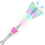 FlashingBlinkyLights LED Pretty Butterfly Fairy Wand front view with lights on