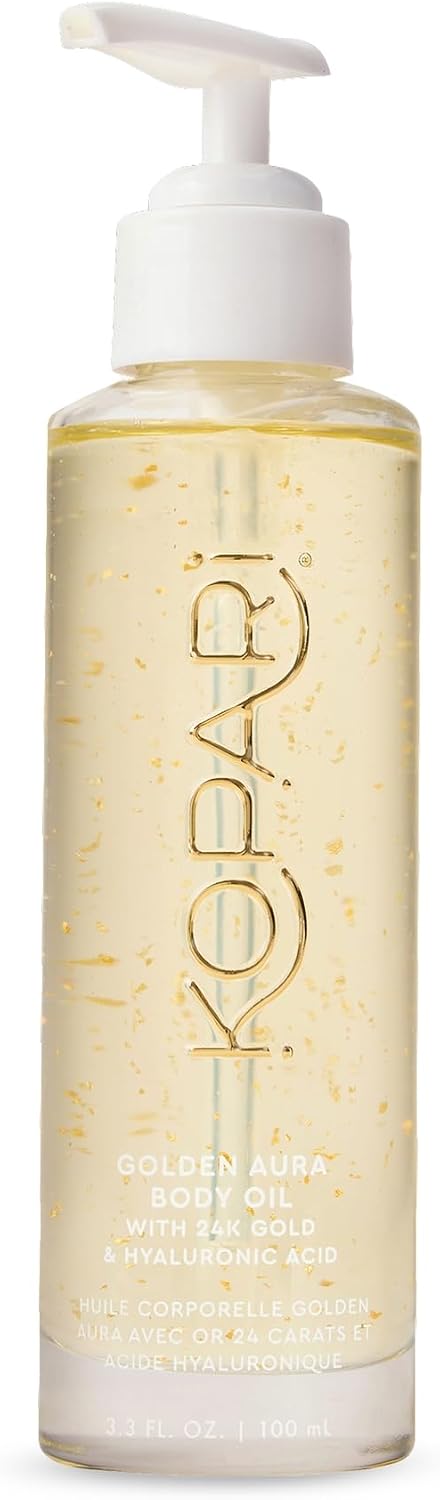 Kopari Nectar Shimmer Body Oil pump detail and packaging
