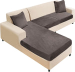 NAISI Sectional Couch Cover 3 Pieces Velvet Separate Couch Cushion Covers L Shape Soft Stretch Sofa Slipcovers with 2pcs Pillowcases for Left/Right Chaise Sectional Couch(2 Seater+1 Chaise,Navy) - Image 13