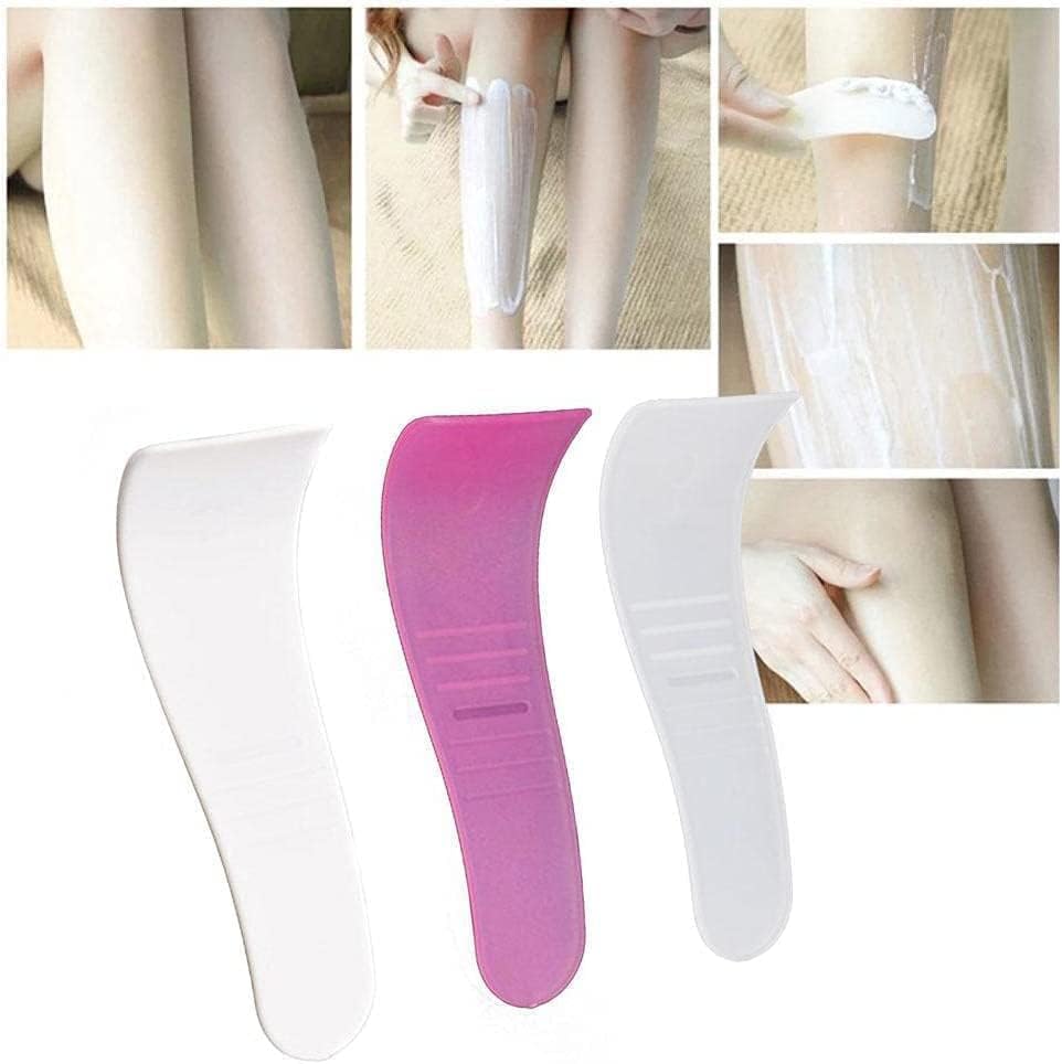 Ghelonadi portable hair wax cleansing spatulas 3 pieces front view showing white and rose red colors.