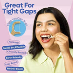 Close up of the strong anti-shred thread designed for tight dental gaps.