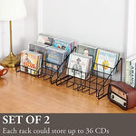 Set of two industrial style office media organizers holding jewel cases.